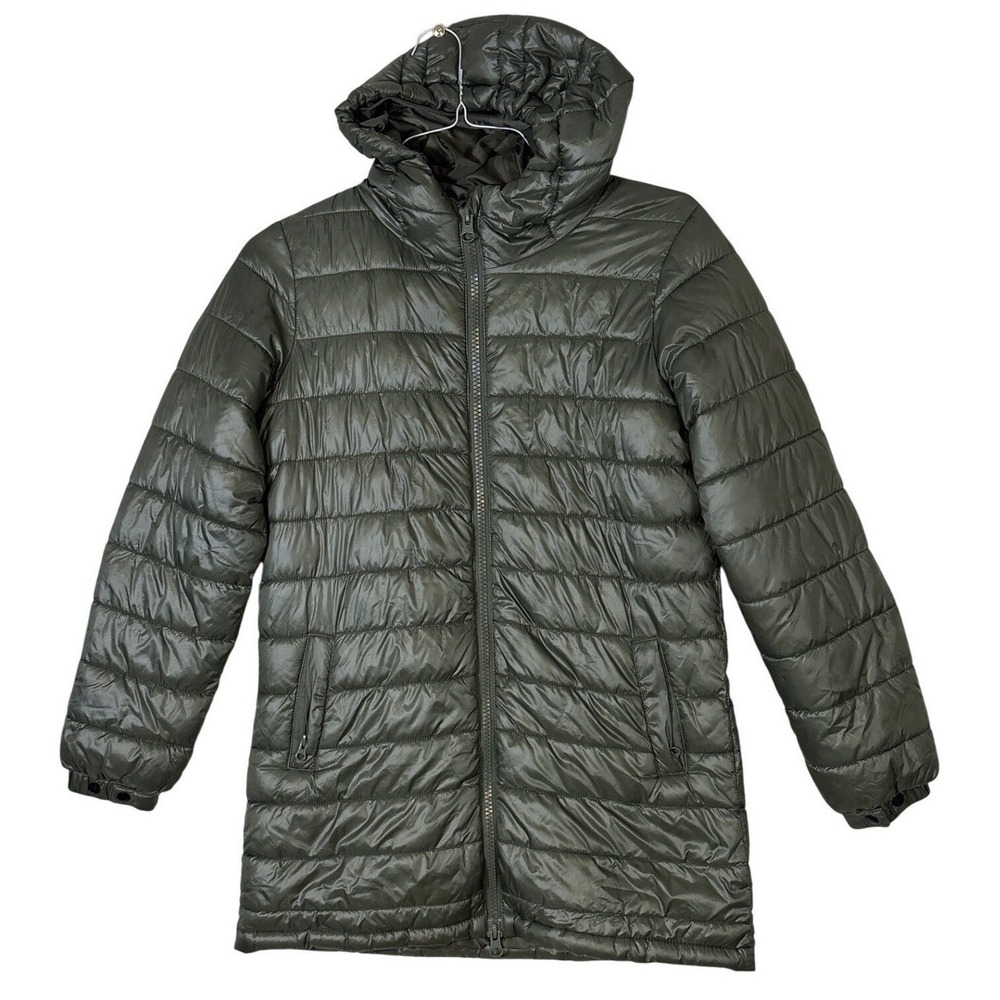 Swiss Tech Womens Olive Green Hooded Puffer Jacket Size S 4-6 SW34100126906